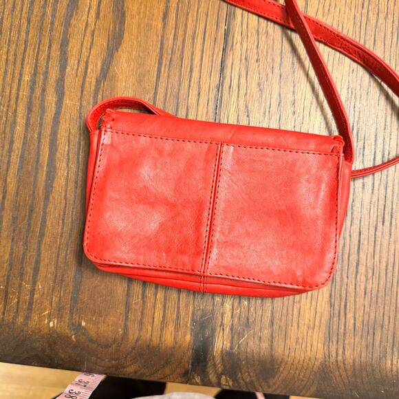 Vintage Inspired Red Leather Crossbody Bag with Hand-Stitched Details Boho - Picture 4 of 11
